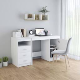 Berkfield Home Modern Desk White 140x50x76 cm Engineered Wood - Size: 140 x 50 x 76 cm