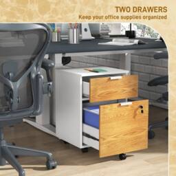 EONLION 2 Drawer Filing Cabinet with Adjustable Hanging Bars in Brown - Size: 100 cm - thumbnail 3