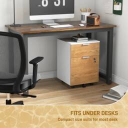 EONLION 2 Drawer Filing Cabinet with Adjustable Hanging Bars in Brown - Size: 100 cm - thumbnail 5