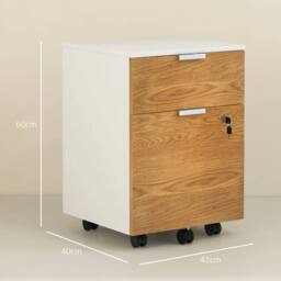 EONLION 2 Drawer Filing Cabinet with Adjustable Hanging Bars in Brown - Size: 100 cm - thumbnail 2