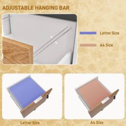 EONLION 2 Drawer Filing Cabinet with Adjustable Hanging Bars in Brown - Size: 100 cm - thumbnail 4