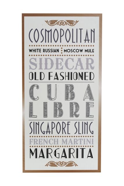 Orsina Cocktail Wall Plaque, Wooden Sign With Vibrant Cocktail-Themed Typography, Rustic Finish Adds Fun & Flair in White - image 1
