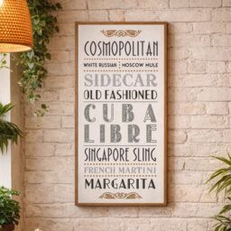 Orsina Cocktail Wall Plaque, Wooden Sign With Vibrant Cocktail-Themed Typography, Rustic Finish Adds Fun & Flair in White - thumbnail 3