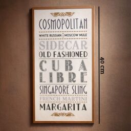 Orsina Cocktail Wall Plaque, Wooden Sign With Vibrant Cocktail-Themed Typography, Rustic Finish Adds Fun & Flair in White - thumbnail 2
