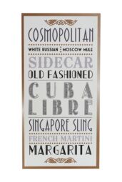 Orsina Cocktail Wall Plaque, Wooden Sign With Vibrant Cocktail-Themed Typography, Rustic Finish Adds Fun & Flair in White - thumbnail 1