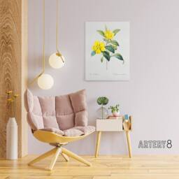 "Artery8 Golden Guinea Vine Flowers Redoute Vintage Canvas Wall Art in White - Size: W18"" x H24""" - thumbnail 3