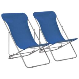 Berkfield Home Folding Beach Chairs 2 pcs Steel & Oxford Fabric Blue - thumbnail 1