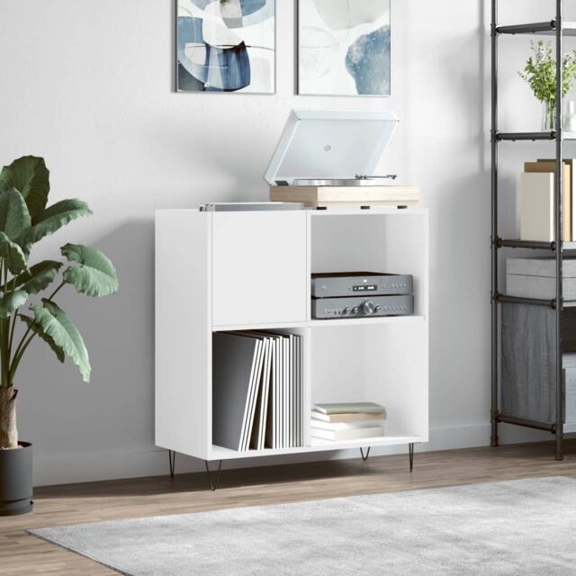 Berkfield Home Record Cabinet High Gloss White 84.5x38x89 cm Engineered Wood - image 1
