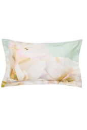 Ted Baker 'Gardenia Floral' Cotton Sateen Duvet Cover Set in Light Green - Size: Super King - thumbnail 4
