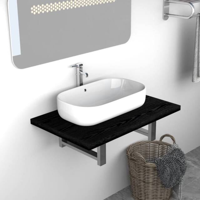 Berkfield Home Bathroom Wall Shelf for Basin Black 60x40x16.3 cm - image 1
