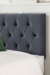 Aspire Olivier Divan, Plush Fabric, Strutted Headboard, No Drawers in Grey - Size: Small Single - thumbnail 3