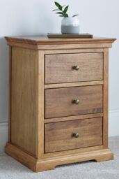 Time4sleep Toulon Oak 3 Drawer Bedside in Light Oak