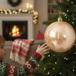 Shatchi 20cm Glossy Christmas Bauble - Premium Bauble & Home Décor Ornament in Cream - Size: 20 cm - thumbnail 8