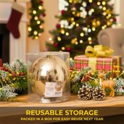 Shatchi 20cm Glossy Christmas Bauble - Premium Bauble & Home Décor Ornament in Cream - Size: 20 cm - thumbnail 9