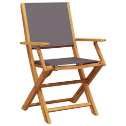 Berkfield Home Beautiful Folding Garden Chairs 4 pcs Anthracite Fabric & Solid Wood - thumbnail 1