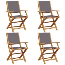 Berkfield Home Beautiful Folding Garden Chairs 4 pcs Anthracite Fabric & Solid Wood - thumbnail 3