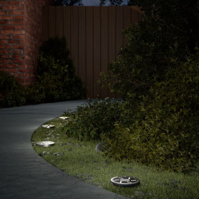 Berkfield Home Solar Ground Lights with Ground Spikes Outdoor 4 pcs Warm White in Black - image 1