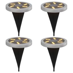 Berkfield Home Solar Ground Lights with Ground Spikes Outdoor 4 pcs Warm White in Black - thumbnail 2