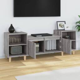 Berkfield Home TV Cabinet Grey Sonoma 160x35x55 cm Engineered Wood - Size: 160 x 35 x 55 cm - thumbnail 3