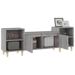 Berkfield Home TV Cabinet Grey Sonoma 160x35x55 cm Engineered Wood - Size: 160 x 35 x 55 cm - thumbnail 5