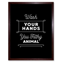 "Artery8 Wall Art Print Funny Bathroom Wash Your Hands You Filthy Animal Toilet Sign Bathroom Decor Art Framed in Brown - Size: W12"" x H16""" - thumbnail 1