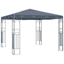 Berkfield Home Gazebo with LED String Lights 300x300 cm Anthracite in Dark Grey - thumbnail 3