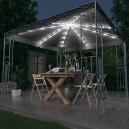 Berkfield Home Gazebo with LED String Lights 300x300 cm Anthracite in Dark Grey - thumbnail 2