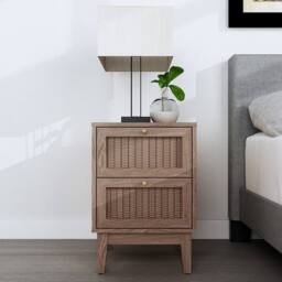 Lemon Pavilion Furniture Bordeaux Bedside Cabinet - MDF - L35.5 x W40 x H58.7 cm - Oak in Brown - Size: 1 Pack - thumbnail 2