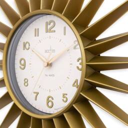 Acctim Stella Wall Clock Sunburst StarBurst Quartz Retro Spoke 43cm in Gold - thumbnail 4