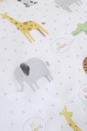 Catherine Lansfield 'Roarsome Animals' Reversible Lined Eyelet Curtains in White - Size: 168 cm width x 183 cm drop - thumbnail 3