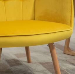 STILVORA Tufted Wingback Armchair in Yellow Velvet - thumbnail 7
