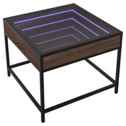 Berkfield Home Coffee Table with Infinity LED Brown Oak 50x50x41 cm - Size: 50 x 50 x 41 cm - thumbnail 3