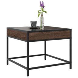 Berkfield Home Coffee Table with Infinity LED Brown Oak 50x50x41 cm - Size: 50 x 50 x 41 cm - thumbnail 5
