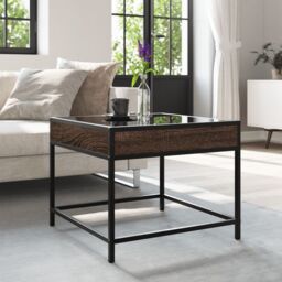 Berkfield Home Coffee Table with Infinity LED Brown Oak 50x50x41 cm - Size: 50 x 50 x 41 cm - thumbnail 4