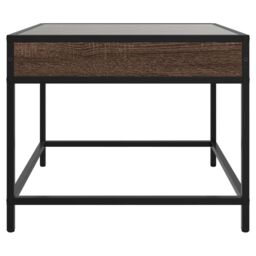 Berkfield Home Coffee Table with Infinity LED Brown Oak 50x50x41 cm - Size: 50 x 50 x 41 cm - thumbnail 6