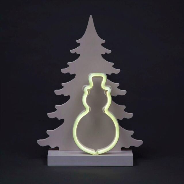 Shatchi Wooden Christmas Decoration Pre Lit LED Silhouette Nativity Scene Ornament Table Window Battery Operated, White, 40Cm in White - image 1