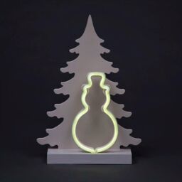 Shatchi Wooden Christmas Decoration Pre Lit LED Silhouette Nativity Scene Ornament Table Window Battery Operated, White, 40Cm in White