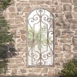 Berkfield Home Garden Mirror Sand 100x45 cm Iron for Outdoor Use in Beige - thumbnail 2