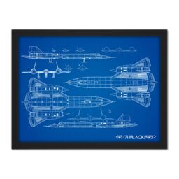 "Artery8 Wall Art Print SR-71 Blackbird Habu US Aircraft Spy Plane Blue Plan Large Framed Wall Décor Art in Light Oak - Size: W18"" x H24""" - thumbnail 1