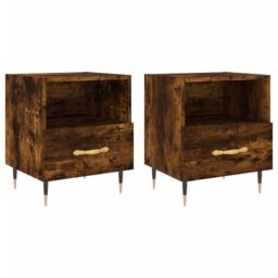Berkfield Home Bedside Cabinets 2 pcs Smoked Oak 40x35x47.5 cm Engineered Wood in Brown - thumbnail 2