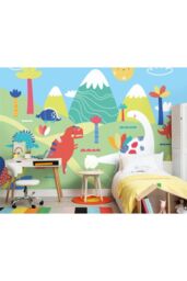 Origin Murals Dinosaur Land Wall Mural in Green - Size: W350 cm x H280 cm - thumbnail 1