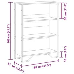 Berkfield Home Modern Bookcase Grey Sonoma 80x31x106 cm Engineered Wood - Size: 80 x 31 x 106 cm - thumbnail 9