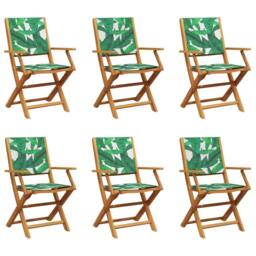 Berkfield Home Folding Garden Chairs 6 pcs Green Fabric & Solid Wood