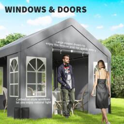 OUTSUNNY 3 x 3 m Party Tent, Outdoor Canopy Tent with Sidewalls in Grey - Size: 3m x 3m - thumbnail 5