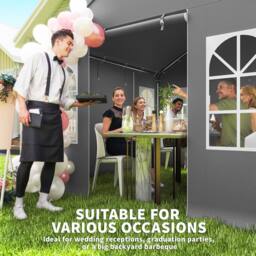 OUTSUNNY 3 x 3 m Party Tent, Outdoor Canopy Tent with Sidewalls in Grey - Size: 3m x 3m - thumbnail 4