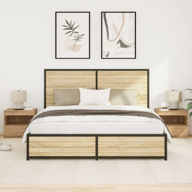 Berkfield Home Bedside Cabinets with LED Lights 2 pcs Artisan Oak 50x40x45 cm in Brown - Size: 50 x 40 x 45 cm - image 1