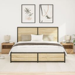 Berkfield Home Bedside Cabinets with LED Lights 2 pcs Artisan Oak 50x40x45 cm in Brown - Size: 50 x 40 x 45 cm - thumbnail 1