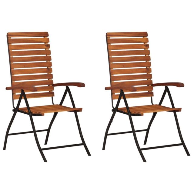 Berkfield Home 2 pcs Reclining Garden Chairs Solid Acacia Wood in Brown - image 1