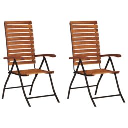 Berkfield Home 2 pcs Reclining Garden Chairs Solid Acacia Wood in Brown - thumbnail 1