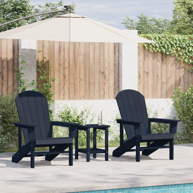 Berkfield Home 3 Piece Garden Lounge Set Navy Blue HDPE - image 1